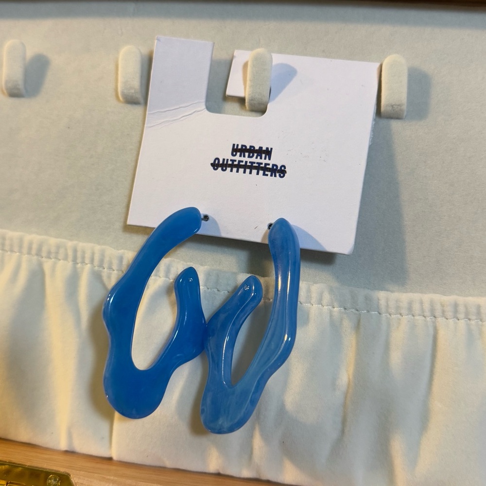 Urban Outfitters Jewelry Blue Abstract Marble Hoop Earrings